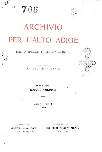 Archivio per l'Alto Adige con Ampezzo e Livinallongo