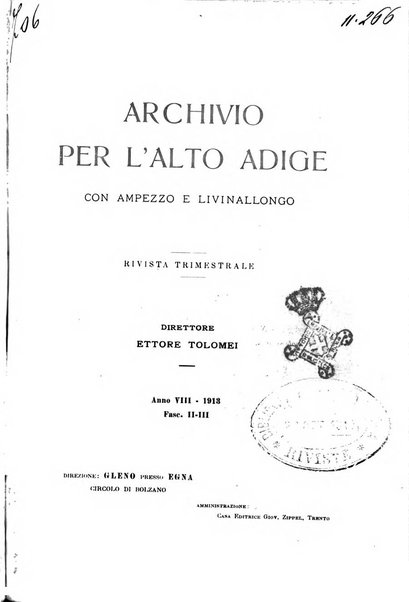 Archivio per l'Alto Adige con Ampezzo e Livinallongo