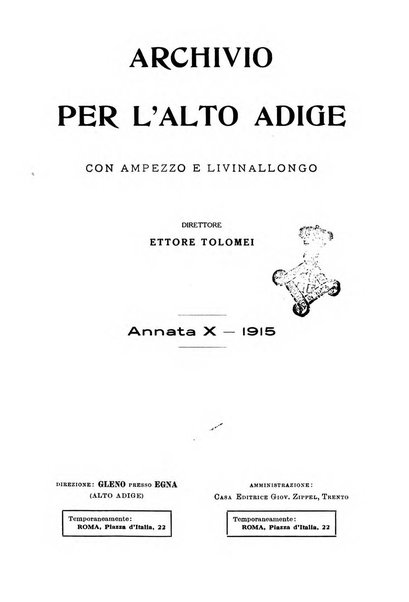 Archivio per l'Alto Adige con Ampezzo e Livinallongo