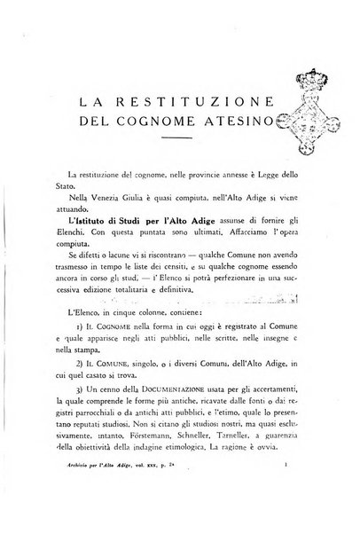 Archivio per l'Alto Adige con Ampezzo e Livinallongo