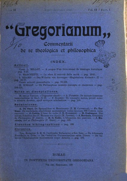 Gregorianum rivista trimestrale di studi teologici e filosofici