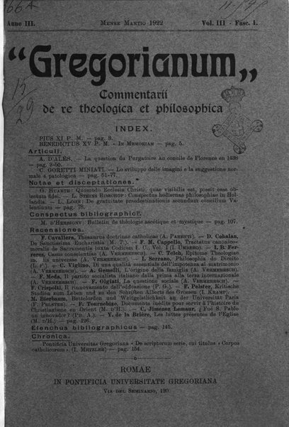 Gregorianum rivista trimestrale di studi teologici e filosofici