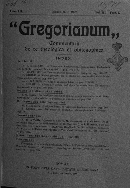 Gregorianum rivista trimestrale di studi teologici e filosofici