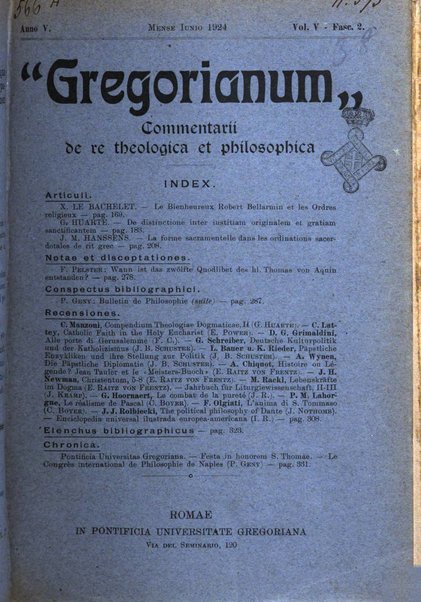 Gregorianum rivista trimestrale di studi teologici e filosofici