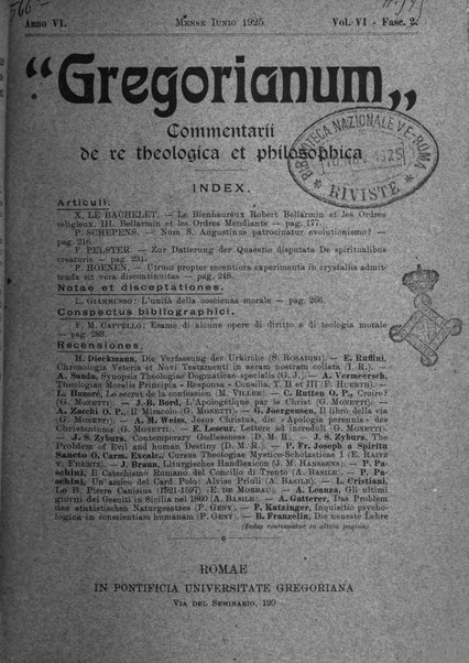 Gregorianum rivista trimestrale di studi teologici e filosofici