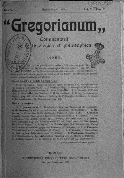 Gregorianum rivista trimestrale di studi teologici e filosofici