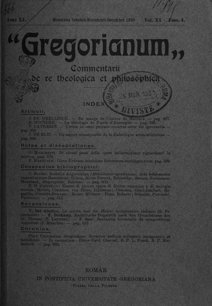 Gregorianum rivista trimestrale di studi teologici e filosofici