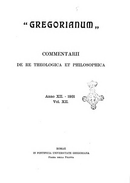 Gregorianum rivista trimestrale di studi teologici e filosofici