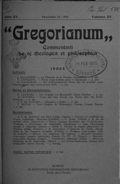 Gregorianum rivista trimestrale di studi teologici e filosofici