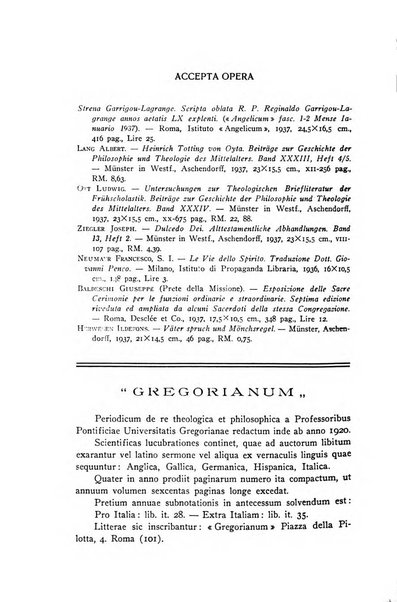 Gregorianum rivista trimestrale di studi teologici e filosofici