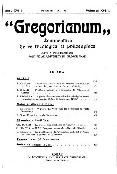 Gregorianum rivista trimestrale di studi teologici e filosofici