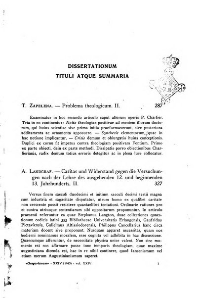 Gregorianum rivista trimestrale di studi teologici e filosofici