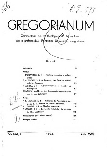 Gregorianum rivista trimestrale di studi teologici e filosofici