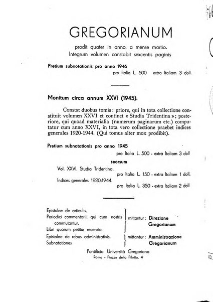 Gregorianum rivista trimestrale di studi teologici e filosofici