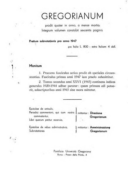 Gregorianum rivista trimestrale di studi teologici e filosofici