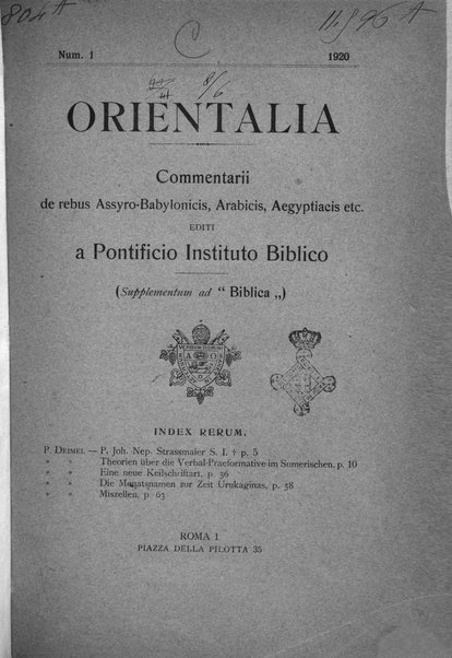 Orientalia commentarii de rebus assyro-babylonicis, arabicis, aegyptiacis