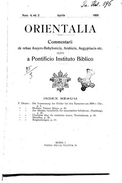 Orientalia commentarii de rebus assyro-babylonicis, arabicis, aegyptiacis