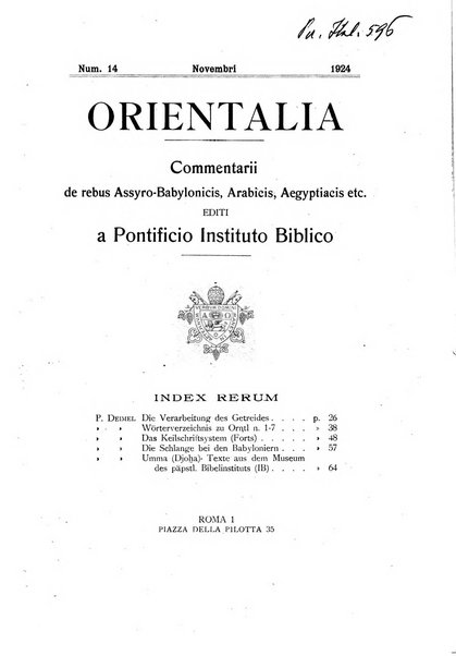 Orientalia commentarii de rebus assyro-babylonicis, arabicis, aegyptiacis