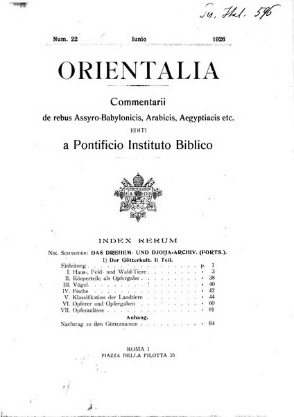 Orientalia commentarii de rebus assyro-babylonicis, arabicis, aegyptiacis