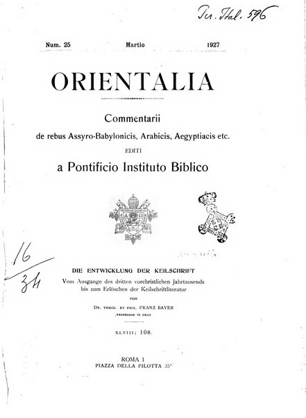 Orientalia commentarii de rebus assyro-babylonicis, arabicis, aegyptiacis