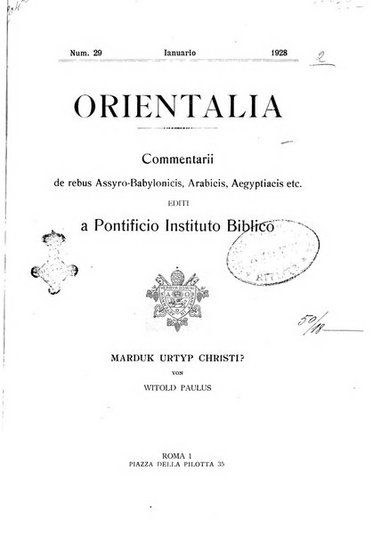 Orientalia commentarii de rebus assyro-babylonicis, arabicis, aegyptiacis