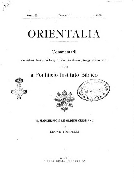 Orientalia commentarii de rebus assyro-babylonicis, arabicis, aegyptiacis