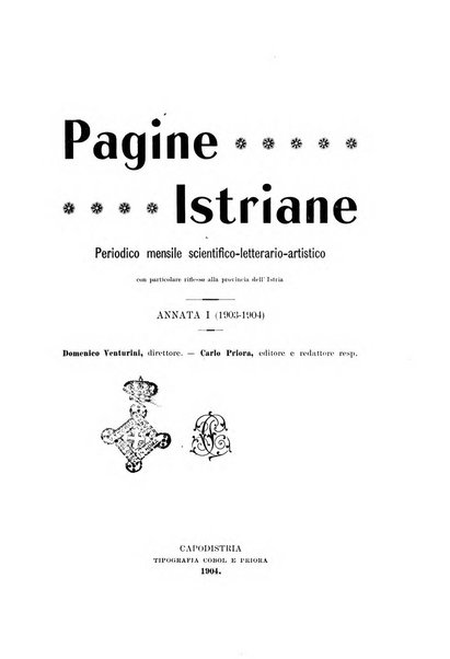 Pagine istriane periodico scientifico letterario-artistico