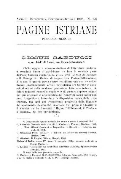 Pagine istriane periodico scientifico letterario-artistico