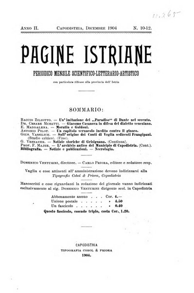 Pagine istriane periodico scientifico letterario-artistico