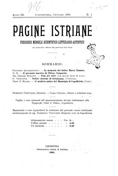 Pagine istriane periodico scientifico letterario-artistico