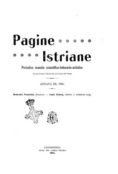 Pagine istriane periodico scientifico letterario-artistico