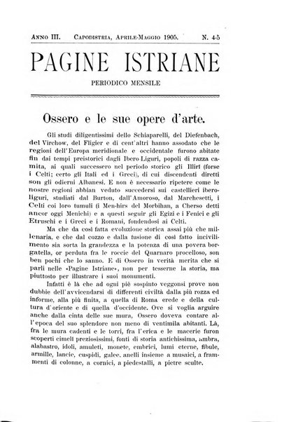 Pagine istriane periodico scientifico letterario-artistico