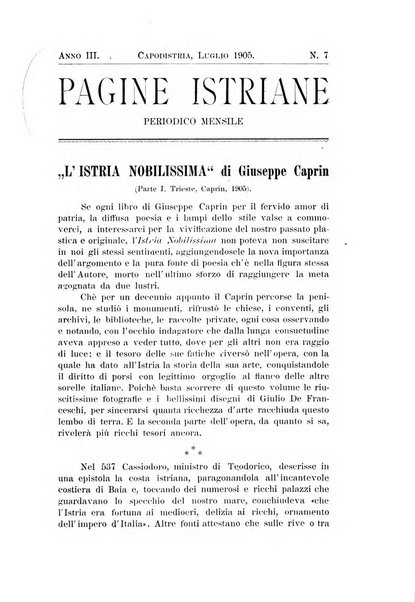 Pagine istriane periodico scientifico letterario-artistico