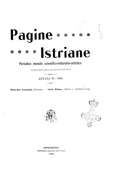 Pagine istriane periodico scientifico letterario-artistico