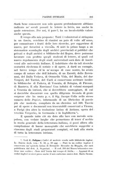 Pagine istriane periodico scientifico letterario-artistico