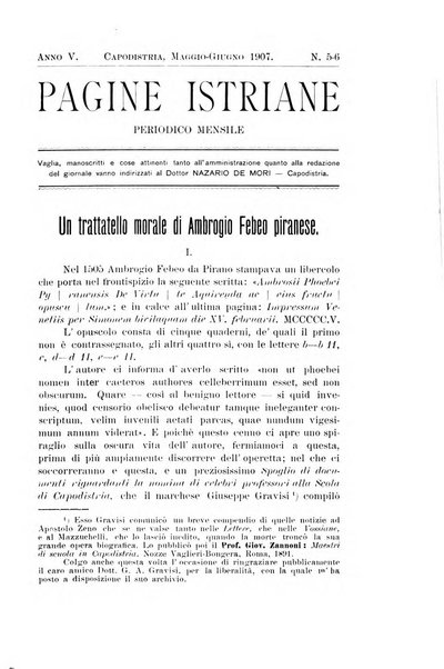 Pagine istriane periodico scientifico letterario-artistico