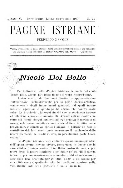 Pagine istriane periodico scientifico letterario-artistico