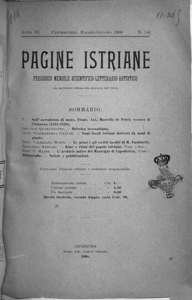 Pagine istriane periodico scientifico letterario-artistico