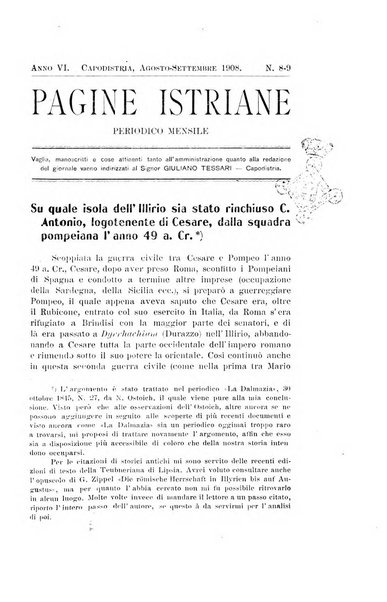 Pagine istriane periodico scientifico letterario-artistico