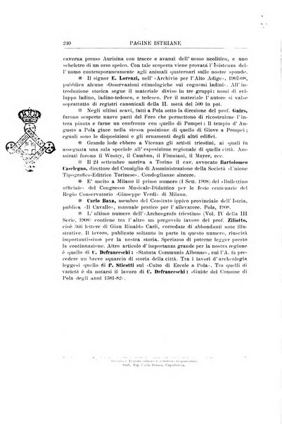 Pagine istriane periodico scientifico letterario-artistico