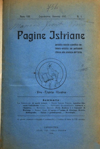 Pagine istriane periodico scientifico letterario-artistico