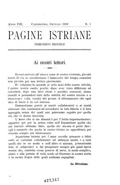 Pagine istriane periodico scientifico letterario-artistico