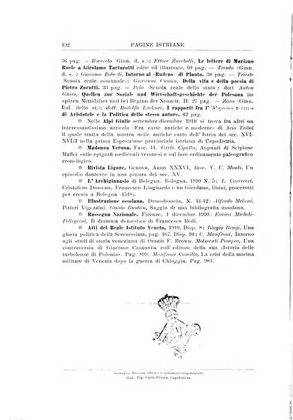 Pagine istriane periodico scientifico letterario-artistico