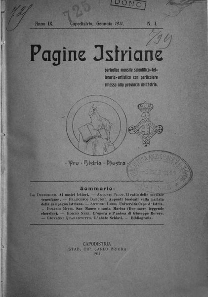 Pagine istriane periodico scientifico letterario-artistico