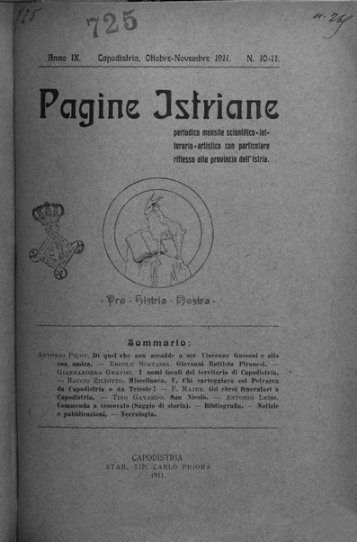 Pagine istriane periodico scientifico letterario-artistico