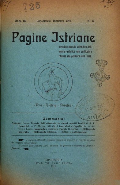 Pagine istriane periodico scientifico letterario-artistico