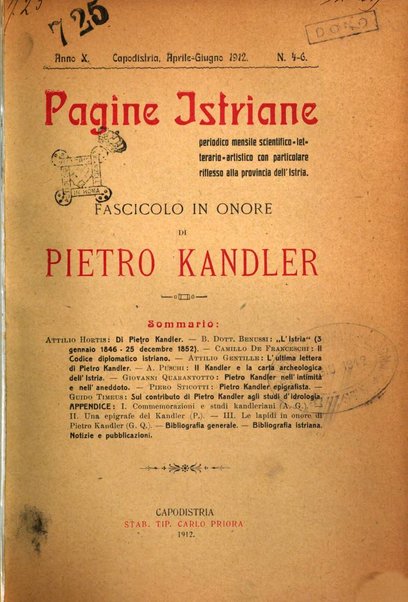 Pagine istriane periodico scientifico letterario-artistico