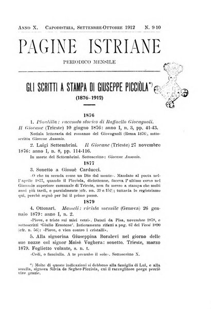 Pagine istriane periodico scientifico letterario-artistico