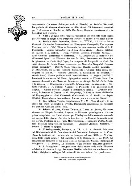 Pagine istriane periodico scientifico letterario-artistico