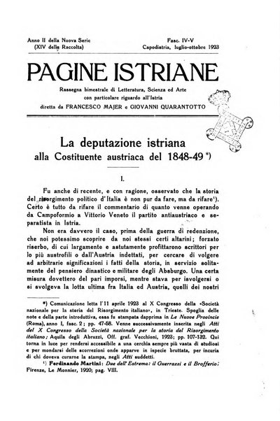 Pagine istriane periodico scientifico letterario-artistico